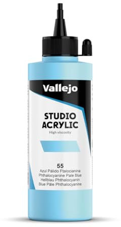 Vallejo ACRYLIC STUDIO, PINTURA ACRÍLICA, 200ML, AZUL PALIDO FTALOCIANINA, Nº 55