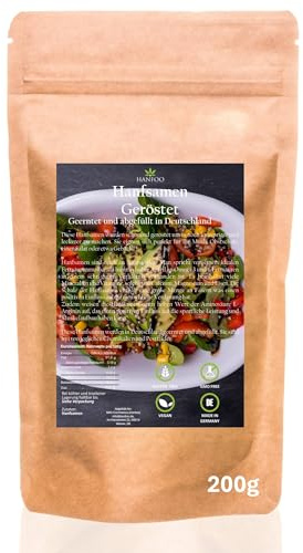 Hanfsamen geröstet 200g aus Deutschland + digitales Rezeptbuch, angebaut in Deutschland