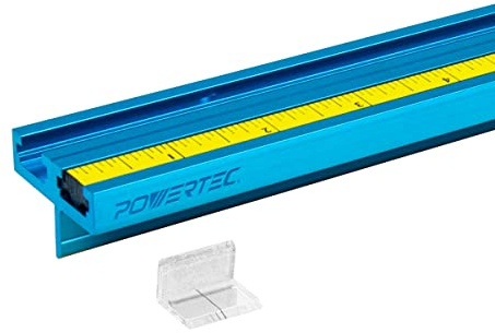POWERTEC 71131 Aluminium-Doppel-Track Zaunkappen-Set, rechts nach links, Klebeband und Kunststoffeinsatz, eloxiertes Blau
