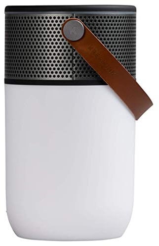 KREAFUNK Aglow Bluetooth-Lautsprecher mit Taschenlampe und Wecker, dänisches Design, Schwarz