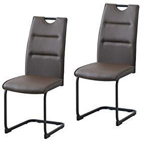 HTI-Line Schwingstuhl 2er Set PU braun DannyP Freischwinger Esszimmerstuhl Kunstleder