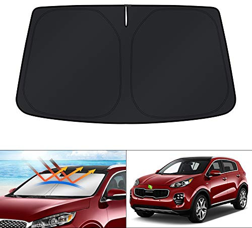 Kust - Parasol para parabrisas, plegable, accesorio a medida para ventanilla delantera, pantalla protectora solar, bloquea los rayos UV y mantiene el interior del coche más fresco