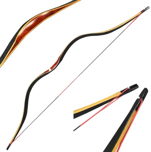 ZSHJGJR Traditioneller Langbogen Handgefertigt Recurvebogen Jagd Bogen 30-50lbs Bogenschießen Reiterbogen Sportbogen Erwachsene Holzbogen zum Jagen und Schießen (45lbs)