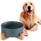 Gamelle en céramique pour Chien - Gamelle pour Eau et Nourriture avec Support en Bambou - Idéale pour Chiens de Taille Moyenne à Grande - 1800 ML - Diamètre de 21,5 cm - Vert