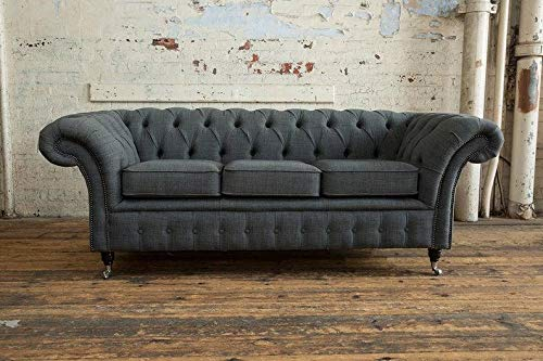 jvmoebel XXL Sofa 3 Sitzer Couch Chesterfield Polster Sitz Garnitur Leder Textil Grau