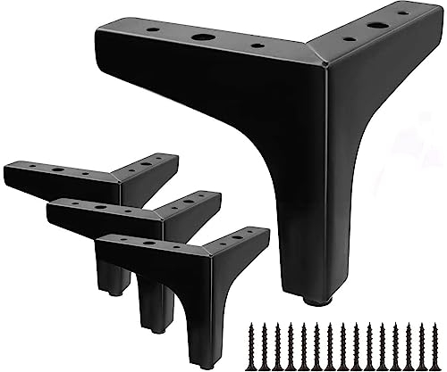 4 Pièces Pieds De Lit, Pied Meuble, pieds de meubles en métal DIY, pieds de meubles interchangeables adaptés pour armoire, canapé, table basse, meuble TV et autres meubles. Noir - 15 cm