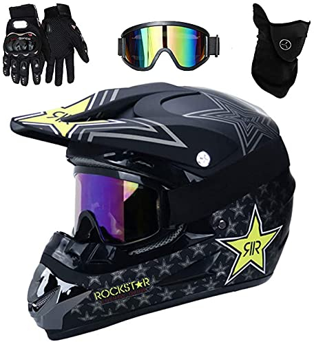 UIGJIOG Fullface Helm MTB,Black Motocross Helm Kinder Für Mountainbike ATV BMX Downhill Offroad,Für Motorrad Crossbike Off Road Enduro Sport Jugend Motorrad Fahrrad Helm,XL(58~59cm)