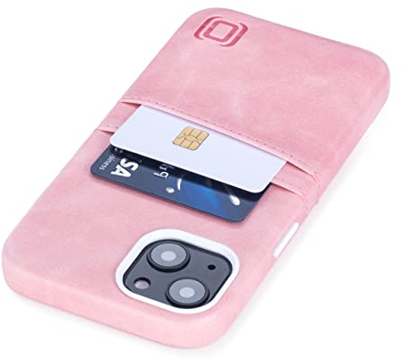Dockem Wallet Case for iPhone 13 with Built-in Metal Plate for Magnetic Mounting & 2 Credit Card Holder Pockets: Exec M2, Premium Synthetic Leather (6.1 iPhone 13, Pink)