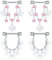 D.Bella 2 Paar Brustwarzenpiercing Nippelpiercing Chirurgenstahl 14G 16mm Piercing Brustwarze Nippel Ring Barbell mit Hohle Herzförmige Muschel Glocken CZ Kette
