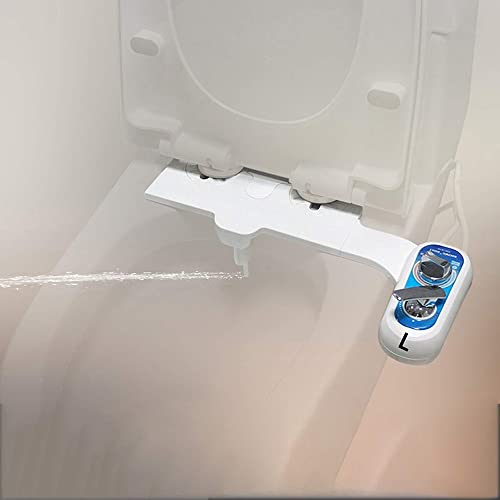 WC Bidet Mit Doppeldüse Design für Die Linke Hand Cold/Heiß Water Bidet Dusch-WC (Ohne Strom) Einstellbarer Wasserdruck, Mit Selbstreinigende Sparen Sie Toilettenpapier