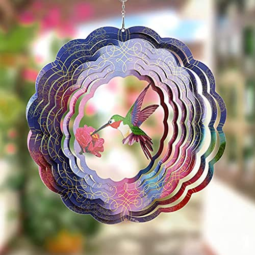 YXSH 3D Kolibri Windspiele, Metall Hängende Windskulpturen Garten Spiral Windspiel Rotierende Windfänger Für Außenterrasse Balkon Hof Indoor Schlafzimmer Fenster