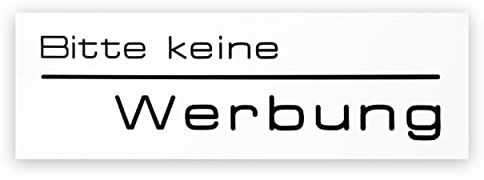 Gravur 24 Briefkastenschild Bitte keine Werbung zweizeilig graviert 7,5x2,5cm selbstklebend Weiß
