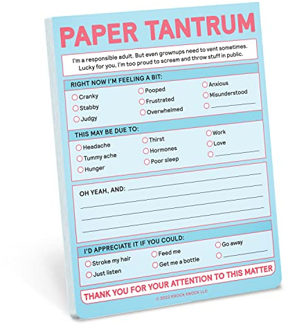 Knock Knock 1-Count Paper Tantrum Note Pad, Funny Office Notepads & Checklist Nifty Notes (Pastel), 4 x 5.25-inches