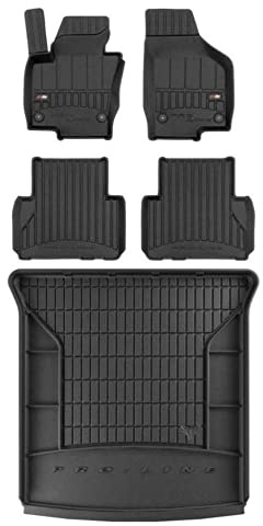 MOTOS Satz Gummifußmatten und Kofferraummatten passend für SEAT Alhambra II 2010-2020 Van, 7 Fahrgäste, 3. Sitzreihe umgeklappt Verbessern Sie Ihren Reisekomfort mit Antirutschmatte Auto 3D- Allwetter