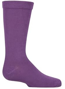 SockShop Kids’ Bamboo Socks with Comfort Cuff and Hand Linked Toes, Plain Bright Solid Striped Colours, Soft and Breathable, 1 Pair Pack Purple 9-12