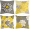 OCEUMACO Leinen Kissenbezug 50x50 Gänseblümchen Muster Kissenhülle 4er Set Quadratisch Dekokissen Sofakissen Bezug für Couch Kissen Kissenbezüge Deko Zierkissen Couchkissen Outdoor - Grau Gelb