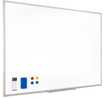 Raylu Paper® - Magnetisches Whiteboard mit Aluminiumrahmen, großes trocken abwischbares magnetisches Whiteboard mit Stiftablage (120 x 90 cm)