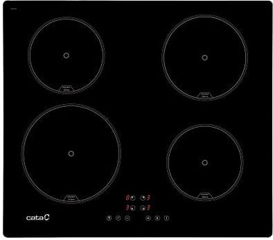 Cata Placa de Inducción IB 6304 BK/A con 4 Zonas de Cocción. Control Táctil y 9 Niveles de Potencia Regulables y Alarma Ancho 59cm Color Negro
