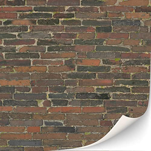 3 Blatt selbstklebende Ziegelmauer Wandverkleidung für Puppenhäuser Maßstab 1:12 (Verwitterte Steinwand)