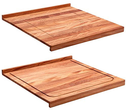 Vesici Walnuss-Gebäckbrett mit Lippe zum Ausrollen von Teig, 61 cm x 57,9 cm x 3,8 cm, großes Holzschneidebrett mit gravierten Maßen für Theke, Tisch, Küche