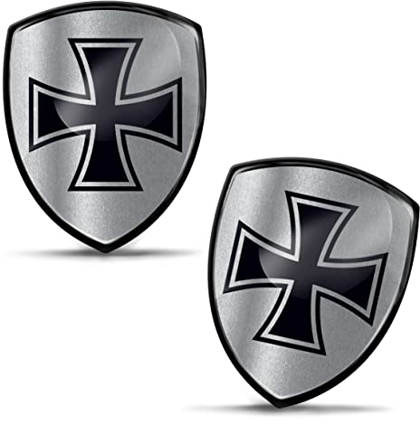 Biomar Labs 2 x Aufkleber 3D Gel Silikon Silber Schwarz Kreuz Stickers Autoaufkleber Auto Motorrad Fahrrad Fenster Telefon Laptop PC Tablet Tür KS 95