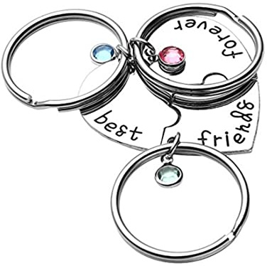 LICHUANUK Coeur gravé ' Best Friends Forever ' Alliage Strass Puzzle Porte-clés BBF Amitié Bijoux pour Ados Filles Garçons Adultes Amoureux