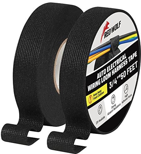 RED WOLF Wire Harness Loom Anti Squeak Tape - Multipurpose Self Adhesive Felt, Heat-Resistant Insulating for Car Motorcycle Cable Fixed - 3/4 Inch x 50 FT, 2 Pack, Black