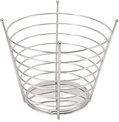 Cesta de Frutas de Alambre de Metal, Frutero Redondo de 4 Patas de Acero Inoxidable, Soporte para Verduras en la Encimera, Cesta de Mesa para Aperitivos para el Almacenamiento de Organización del Hoga