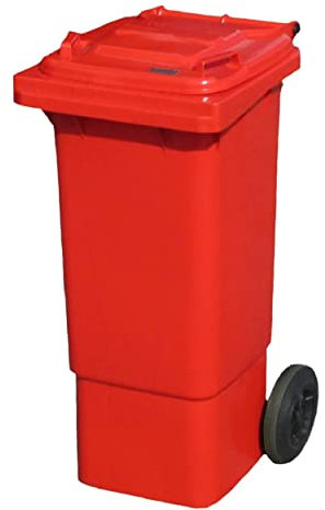 BritishBins Red 80 ltr Wheelie Bin - Small Size Household Wheelie Bin - Tough & Durable - For All Your Outdoor Rubbish & Recycling - EN840 Certified & Tested