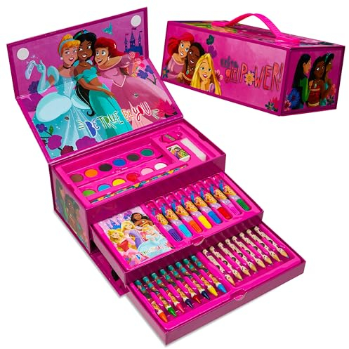 Disney Malette Dessin Enfant Princesse 40 Pcs Coffret Coloriage Fille Kit Peinture Feutre Crayon Fourniture Scolaire