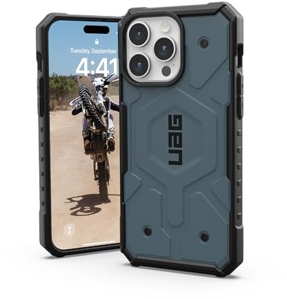 URBAN ARMOR GEAR UAG - Funda Compatible con iPhone 15 Pro MAX de 6.7 Pulgadas, Pathfinder Cloud Blue Imán Integrado Compatible con MagSafe Carga, Resistente Cubierta Protectora de Grado Militar a