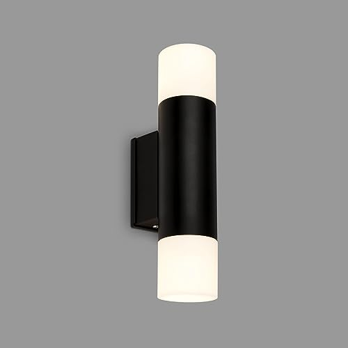 BRILONER – LED Lampe Badezimmer Schwarz, 27,5 cm, IP44 Spritzwasserschutz, Warmweißes Licht, Wandlampe, Wandleuchte Innen, Spiegelleuchte Bad, LED Licht, Badlampe, Spiegellampe