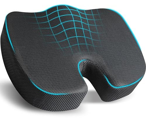 EcoNour Cuscino per coccige | Cuscino in memory foam per sollievo dal dolore alla schiena, sollievo dal dolore al coccige sciatica, cuscino ortopedico ergonomico in gel antiscivolo per sedia da