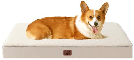 EHEYCIGA Orthopädisches Hundebett Mittelgroße Hunde 89x58x9cm, Hundekissen Waschbar Flauschig,Hundematte Hundematratze für Kiste, Kamel