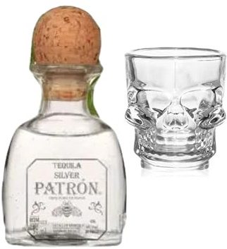 Patron Silver Tequila 50ml with Shot Glass | Miniature Alcohol | All Occasion Gift