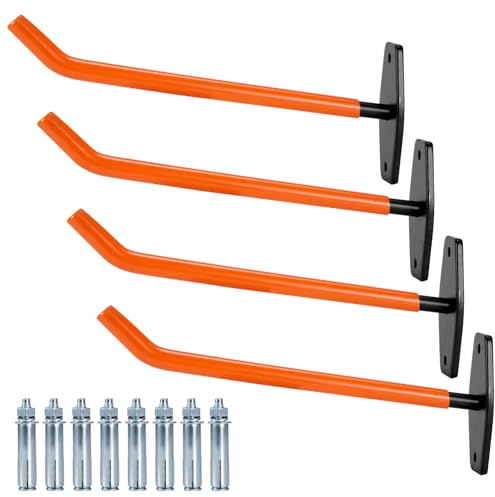 Sinoer Lot de 4 supports de pneus de 10 mm, montage mural, crochets de garage de 26 cm, tube d'expansion en métal pour organiser le garage, les roues de pneus, les échelles, etc