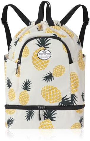 HUA ANGEL Leichter Rucksack Mit Kordelzug Sportrucksack Damen Mit Schuhfach Und Nassfach Wasserdichter Beutel Mit Kordelzug Für Reise Schwimm Training Beach Yoga Basketball FußBall