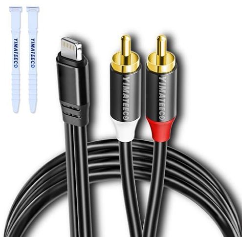 YIMATEECO Cable de Audio Lightning a RCA, Lightning a 2 RCA macho, Cable Rca Audio Divisor en Y para teléfono 15/15 Plus, tablet, Galaxy S24/S23/S22 (1pcs, 1m, negro)