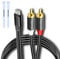 YIMATEECO Cavo da Lightning a RCA [certificato MFi], adattatore RCA a iOS 2RCA cavo audio stereo Aux Y splitter cavo adattatore per amplificatore Hi-Fi, compatibile con iPhone iOS (1M Lightning a 2RCA