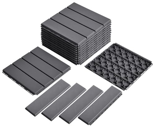 9 Pcs Plastic Interlocking Deck Tiles 12“x 12” for Bathroom, Swimming Pool, Kitchen, Garden, Balcony, Indoor & Outdoor Floor Drainage, Non Slip Soft Floor Mat