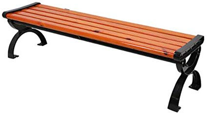 RWRAPS Gartenmöbel Gartenbank Terrassenbänke, korrosionsbeständige Lattensitzfläche aus Massivholz Parkbank, Freizeitbalkonsitz mit Metallrahmen und Rückenlehne und Armlehne