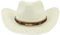 VIGSNTEP Chapeau De Paille Chapeau De Cowboy Occidental avec De La Ficelle pour Femmes Hommes Pliables De Protection Solaire D'Été De Protection De Paille De Paille avec Un Large Bord-Blanc Lait