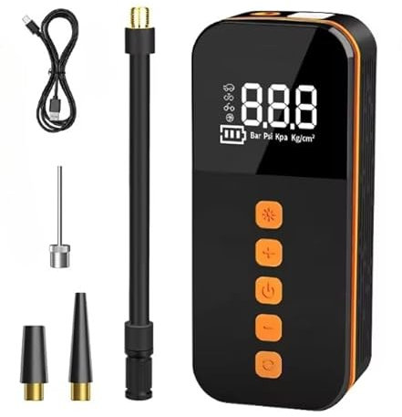 Gonfleur Pneus Voiture Sans Fil, Compresseur à Air Portatif, 150PSI 12V Mini Compresseur Portable avec Lumière LED, Compresseur de Voiture Pour Vélo, Voiture, Moto, Ballons,Pompe à Air Écran LCD