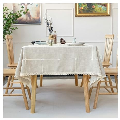 Tischdecke 140X240 Polyester, Tischdecke Klein Modern Braun Plaid Table Cloth für Geburtstag Party Hochzeit