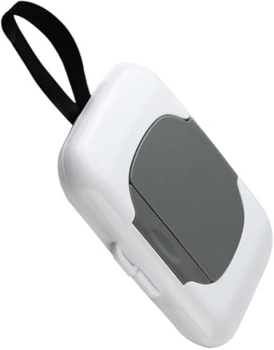 1 porta salviettine da viaggio, riutilizzabile, contenitore per salviettine umidificate, dispenser da appendere al passeggino, ricaricabile, custodia per salviettine e supporti (grigio)