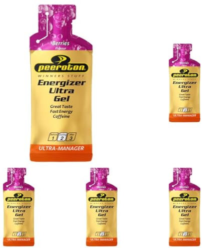 Peeroton Energizer Ultra Gel Berries - Isotonic Energy Gel für maximale Ausdauer mit 26.5 g Kohlenhydraten, wirkt nach 2-5 Minuten, Power Gel - leicht verdaulich und bekömmlich, 40 ml (5er Pack)