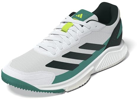 adidas Courtquick Mens Padel Shoes, Scarpe Uomo, Cloud White/Cloud White/Aurora Ivy, 49 1/3 EU