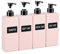 Segbeauty Distributeur Savon, 4 Pièces Flacon Pompe Vide 500ml, Distributeur Liquide avec Étiquettes, Distributeur Savon Cuisine, Accessoire Salle de Bain (Rose)