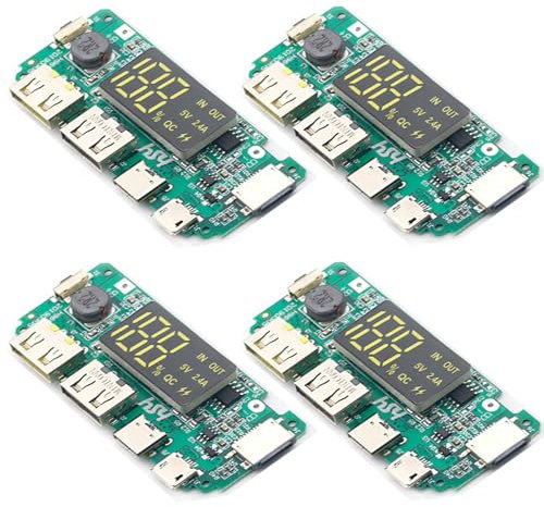 4pcs 18650 Powerbank Board Dual USB 5V 2.4A Mobilmodul 18650-Lithium-Batterie-Ladegerät-Board mit Überladung Überentladung Kurzschlussschutz DIY USB-Karte