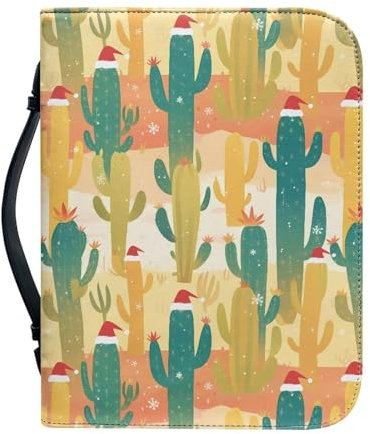 Kuiaobaty Bibelhülle für Damen, Cartoon-Kaktus-Muster, tropische Pflanzen, Kunstleder, 19,1 x 25,4 cm, Geschenk für Männer, Frauen, Vater, Kinder, 4 Größen